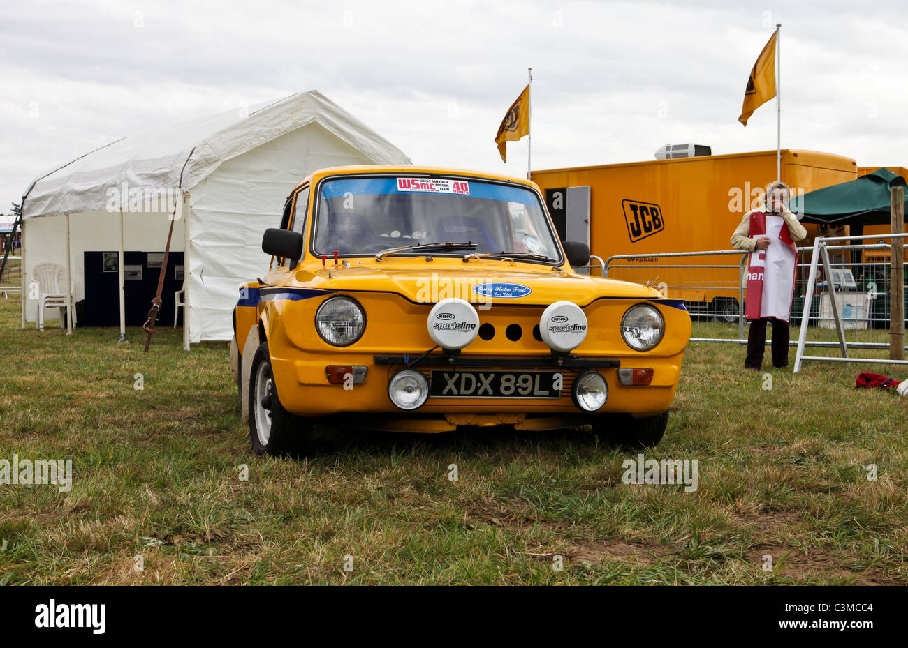 EDITORIAL USE image of tan unusual retro car at the South Suffolk Show