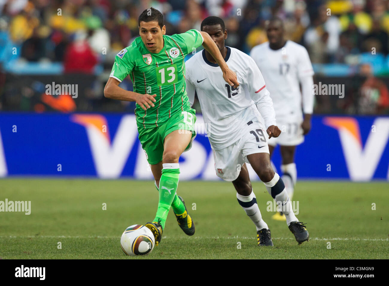 Karim Matmour of Algeria drives the ball during a FIFA World Cup Group C match against the United States June 23, 2010. Stock Photo