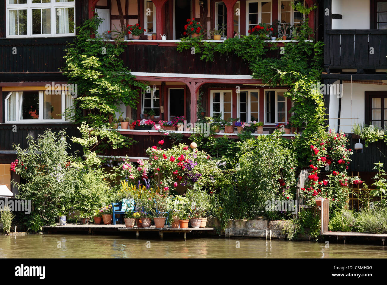 Germany, Bavaria, Franconia, Bamberg, View of little venice with river regnitz Stock Photo