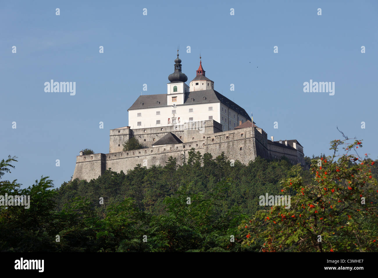 Austria, Burgenland, View of forchtenstein castle Stock Photo