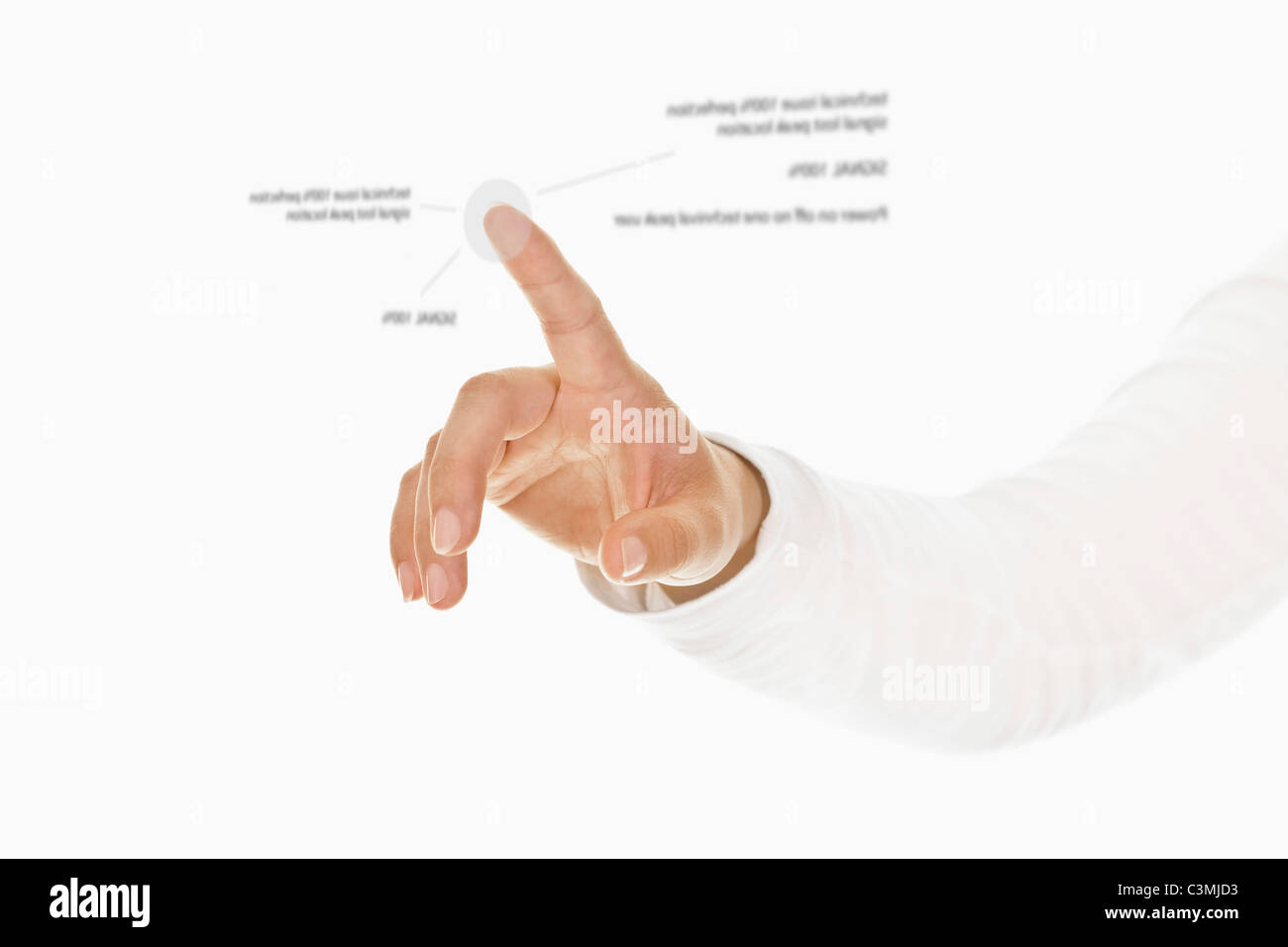 Human hand touching text on touch sensitive Stock Photo Alamy