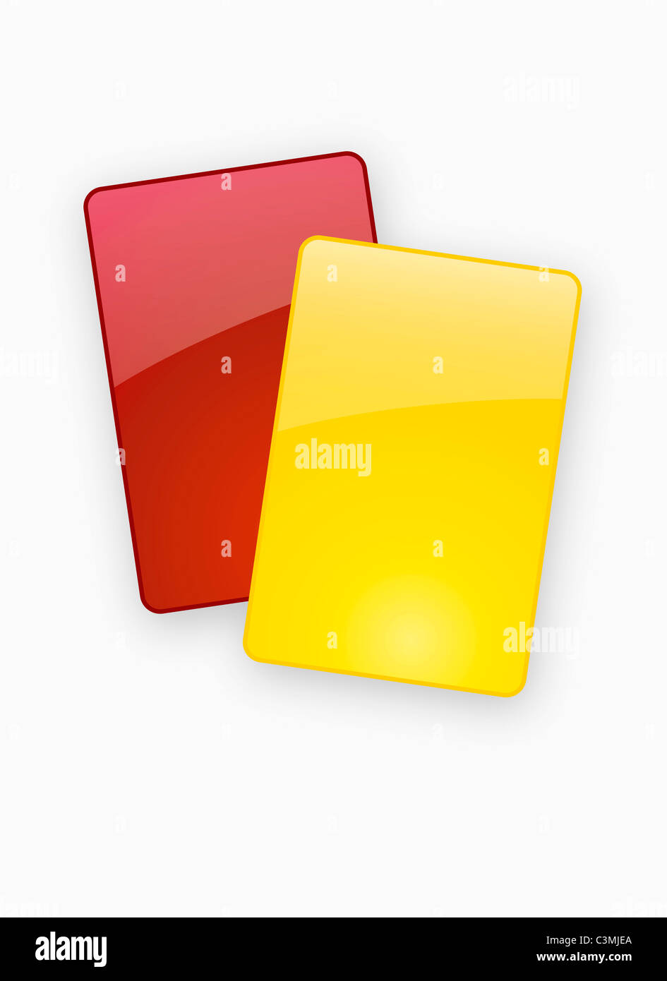 Red and yellow card on white background, close-up Stock Photo - Alamy