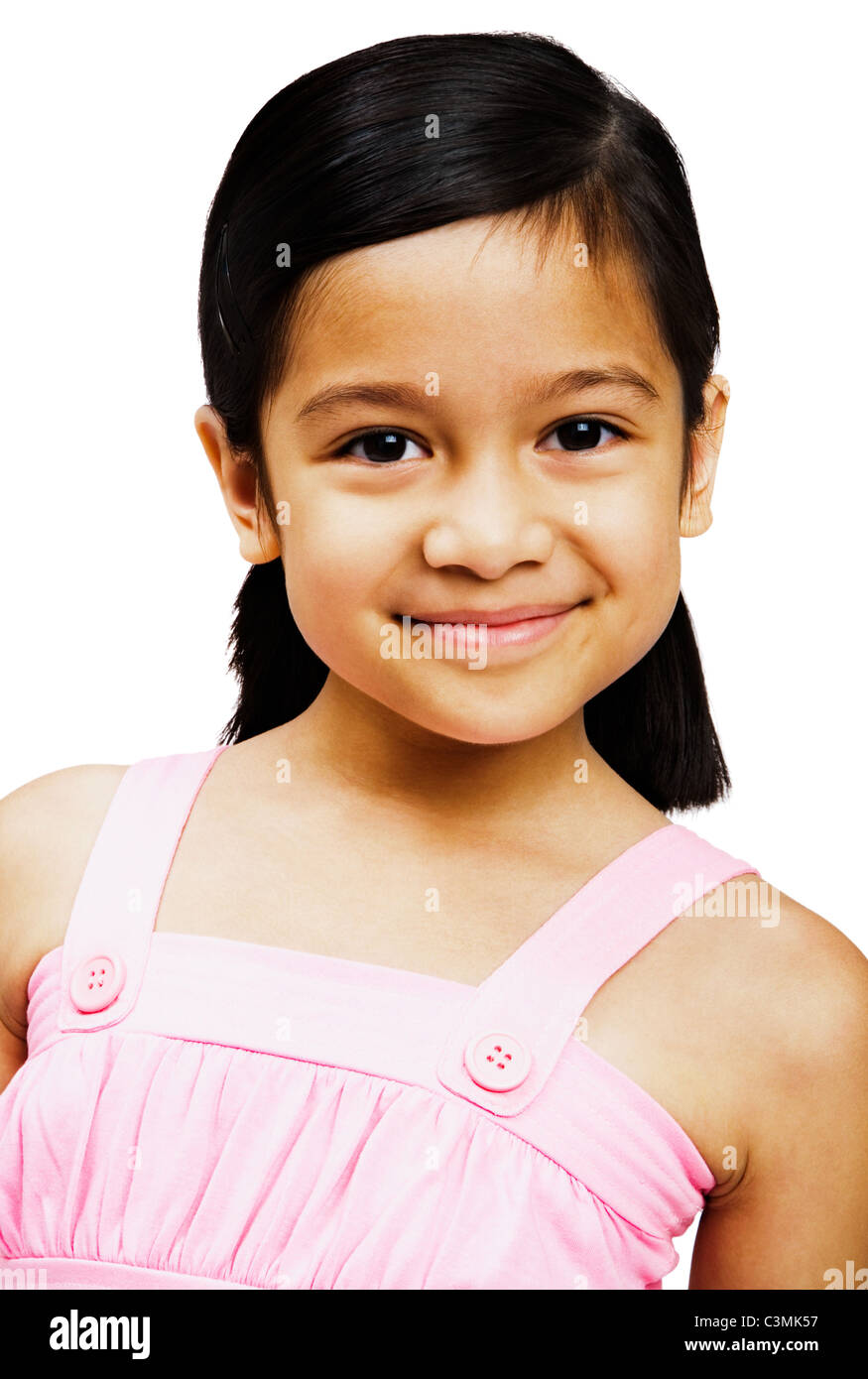 Portrait of a girl smiling and posing isolated over white Stock Photo ...