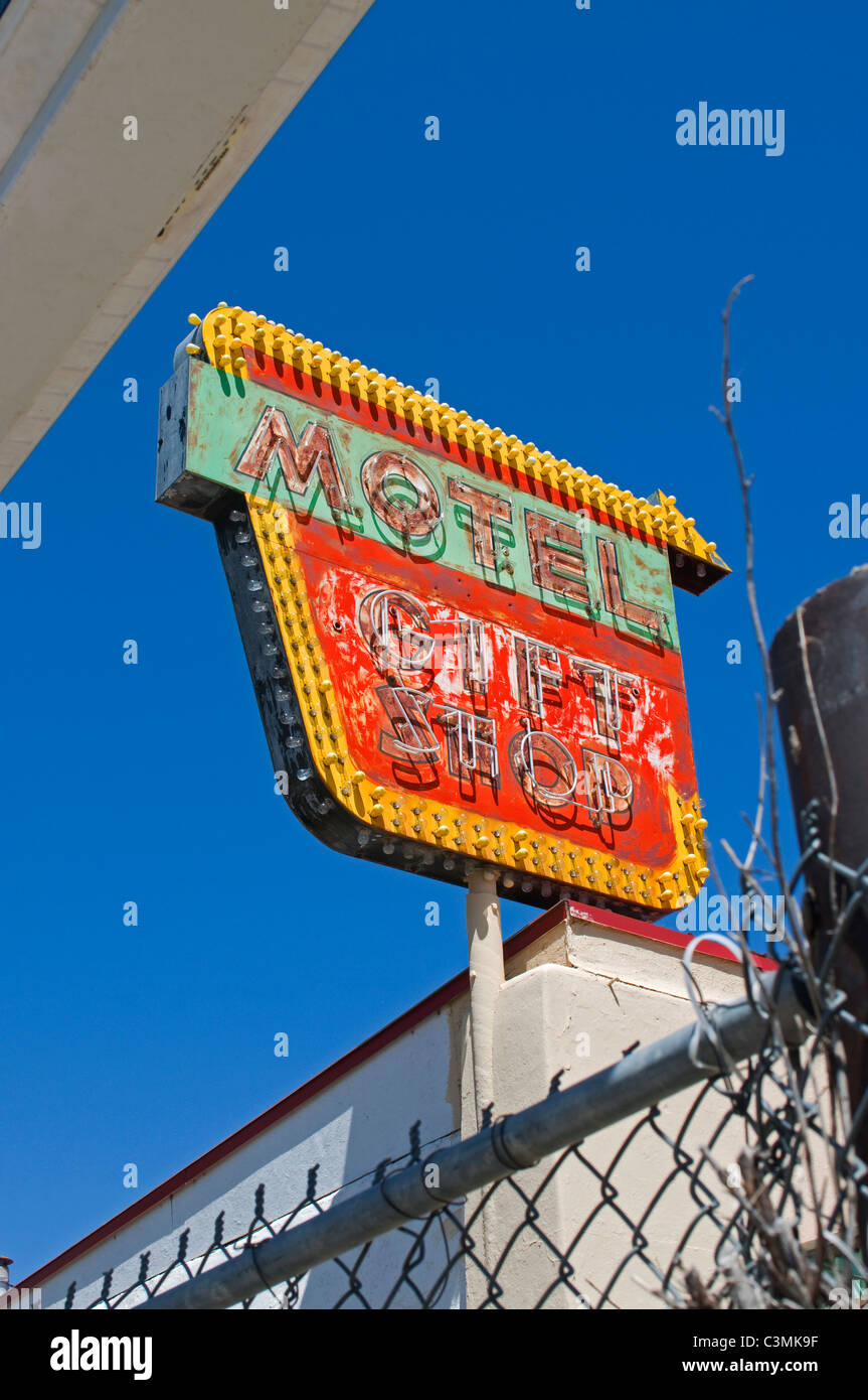 Old neon motel sign on route 66 in New Mexico Stock Photo