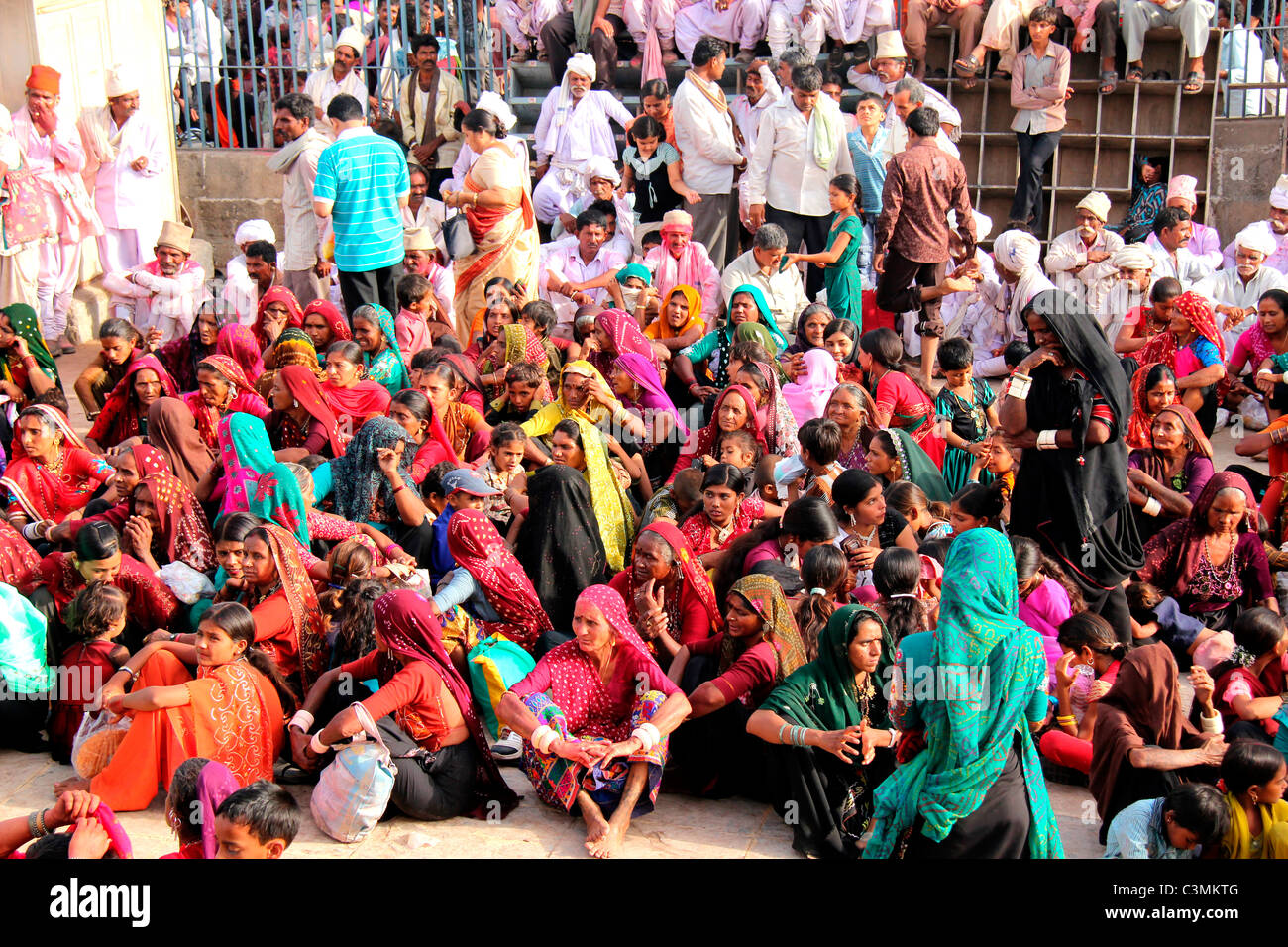 Religious gathering at Dwarka temple, Gujarat,india Stock Photo