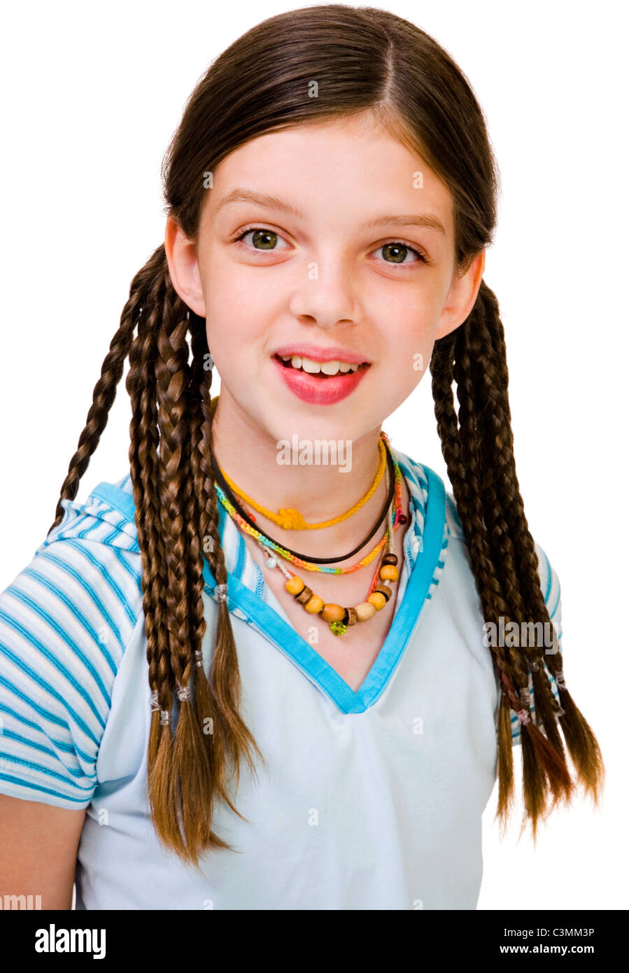 Portrait of a girl smiling isolated over white Stock Photo - Alamy