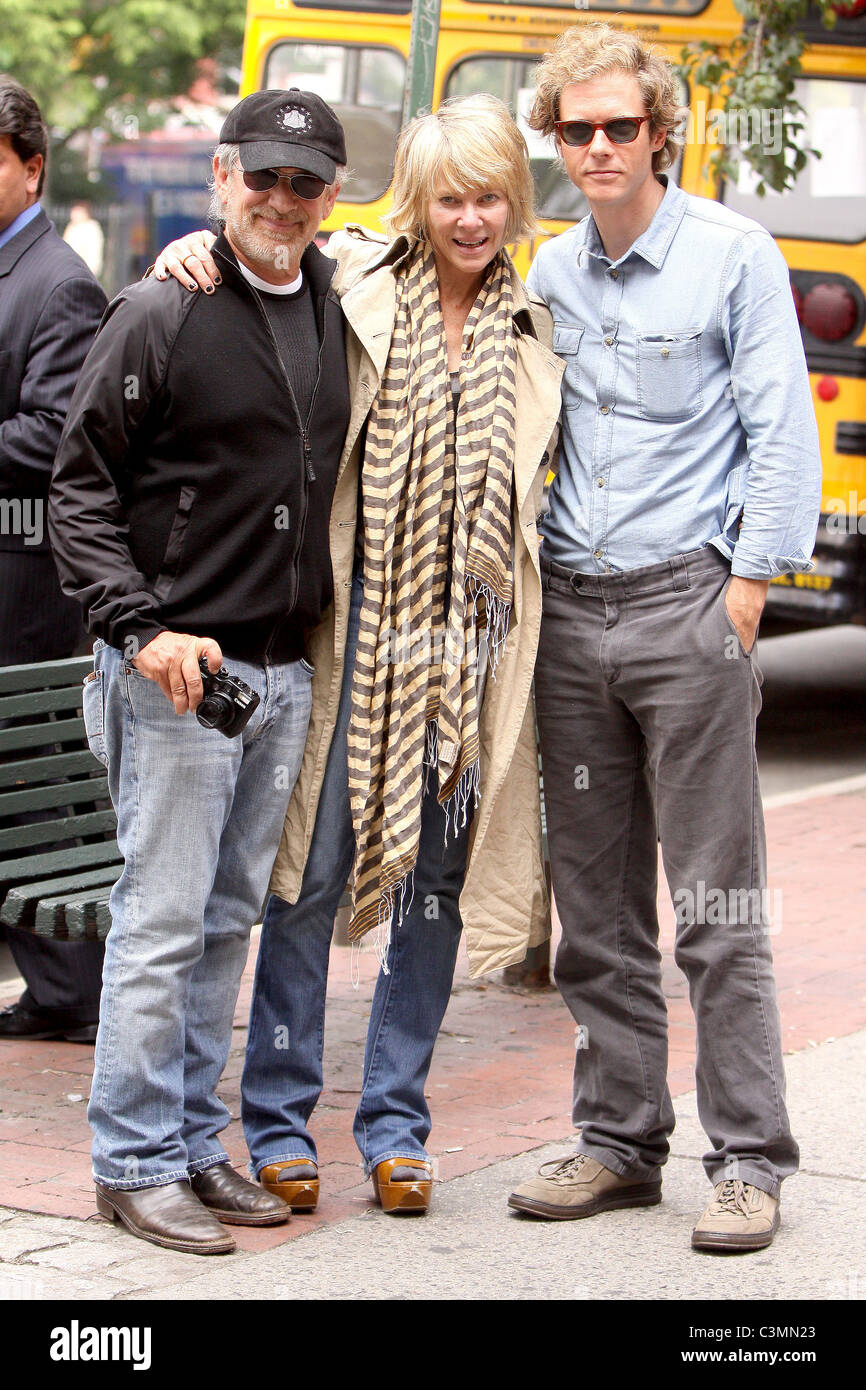 Steven Spielberg, Kate Capshaw and Guest out and about in Soho New York