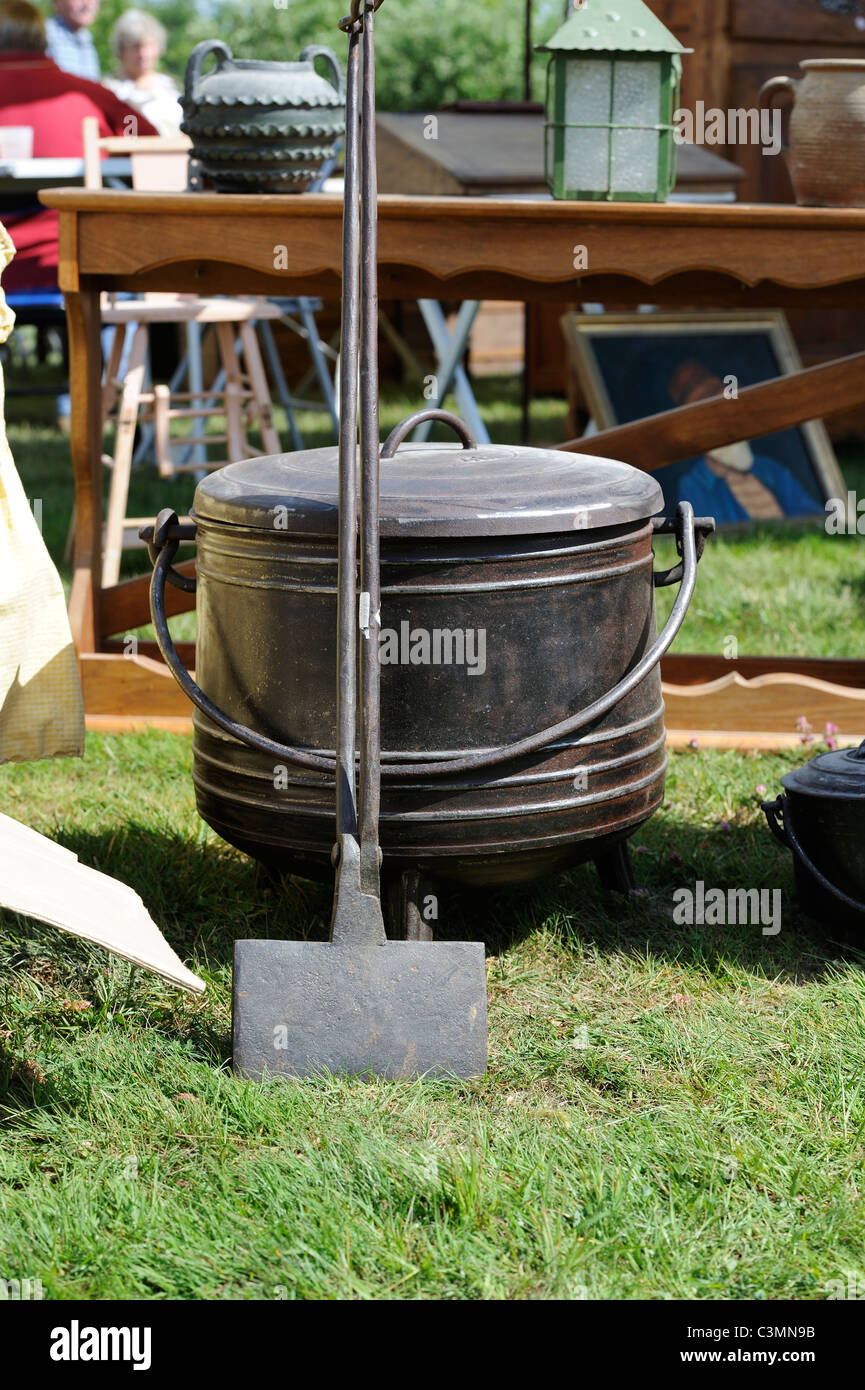 Stock photo of a cast iron Marmite cooking pot for sale in a French vide  grenier Stock Photo - Alamy