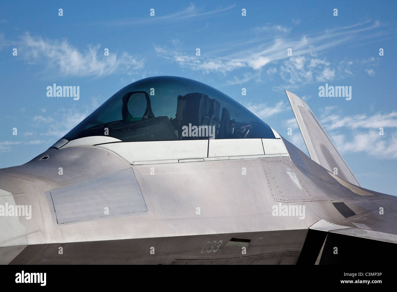 A Lockheed Martin F22 Raptor fighter of the USAF Stock Photo