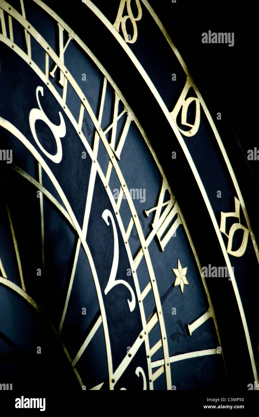 The famous astronomical clock of the old Prague's town hall with the