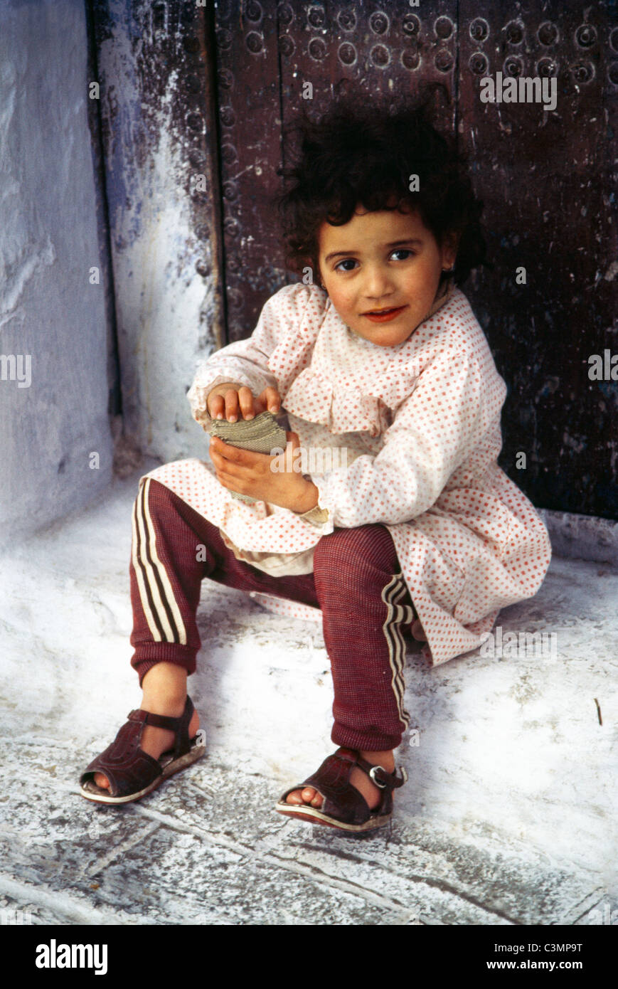 Chechaouen Morocco Little Girl With Toy Stock Photo Alamy