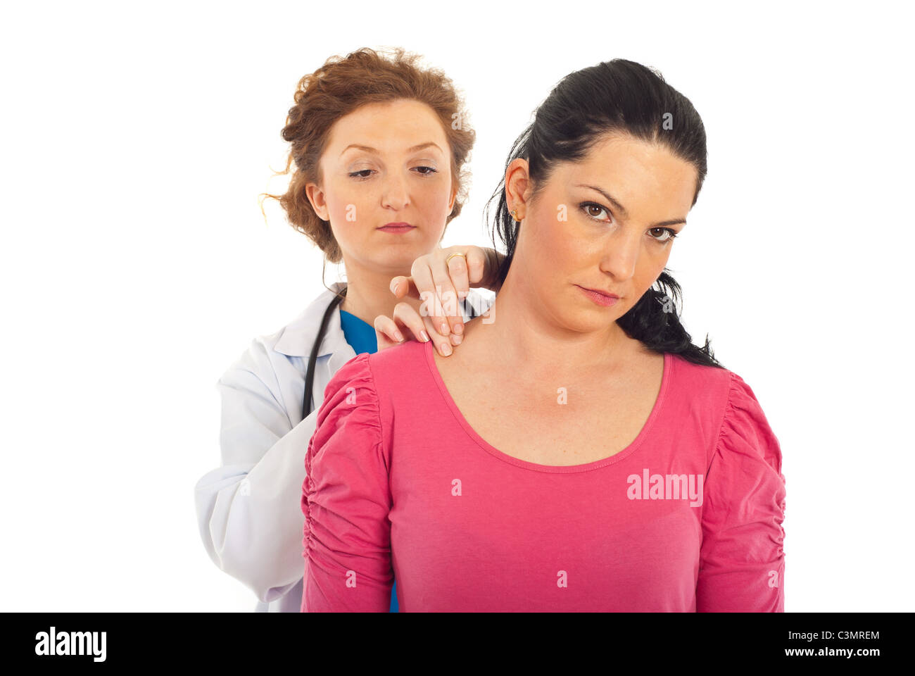Doctor examine patient woman isolated on white background Stock Photo ...