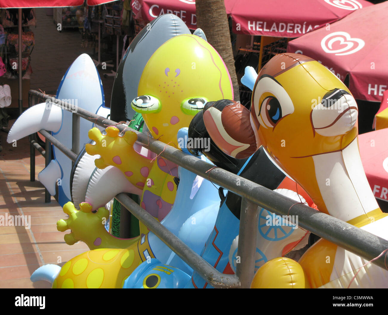 Inflatables for sale at sea front Stock Photo Alamy