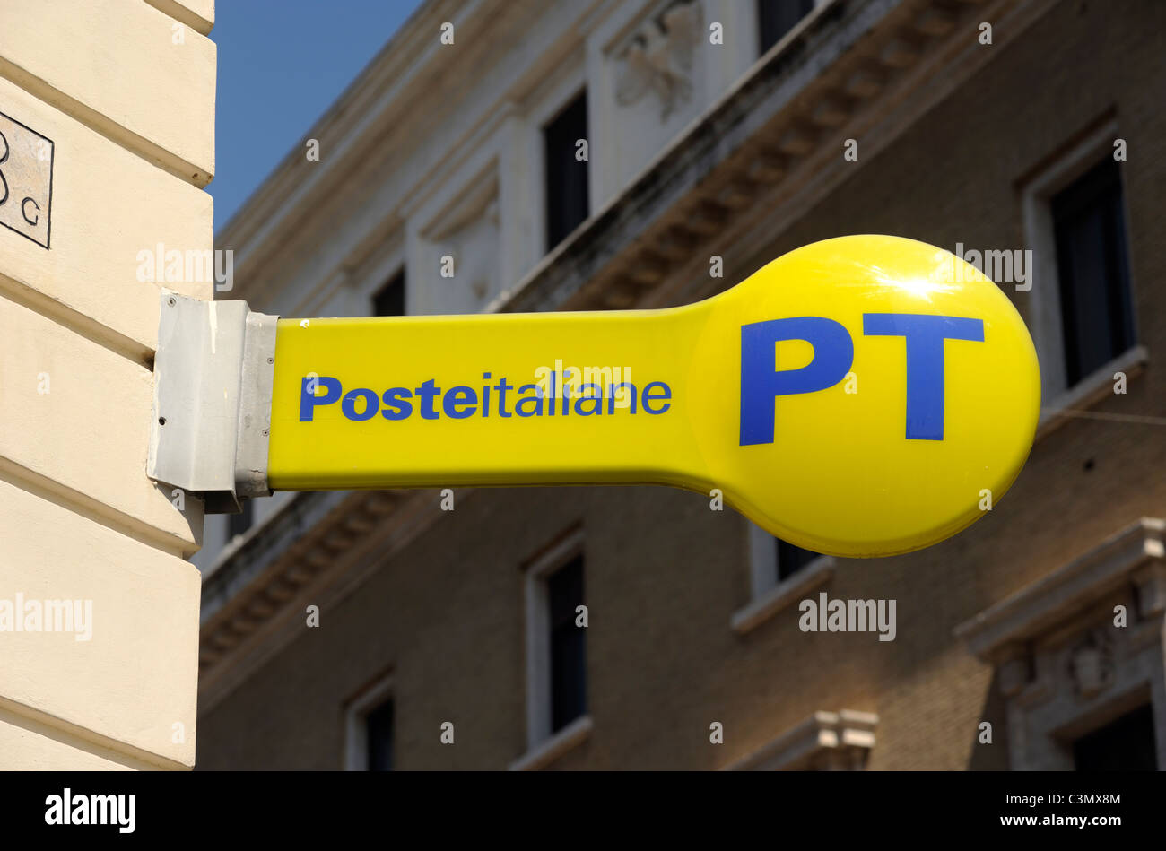 italy, rome, poste italiane, post office sign Stock Photo