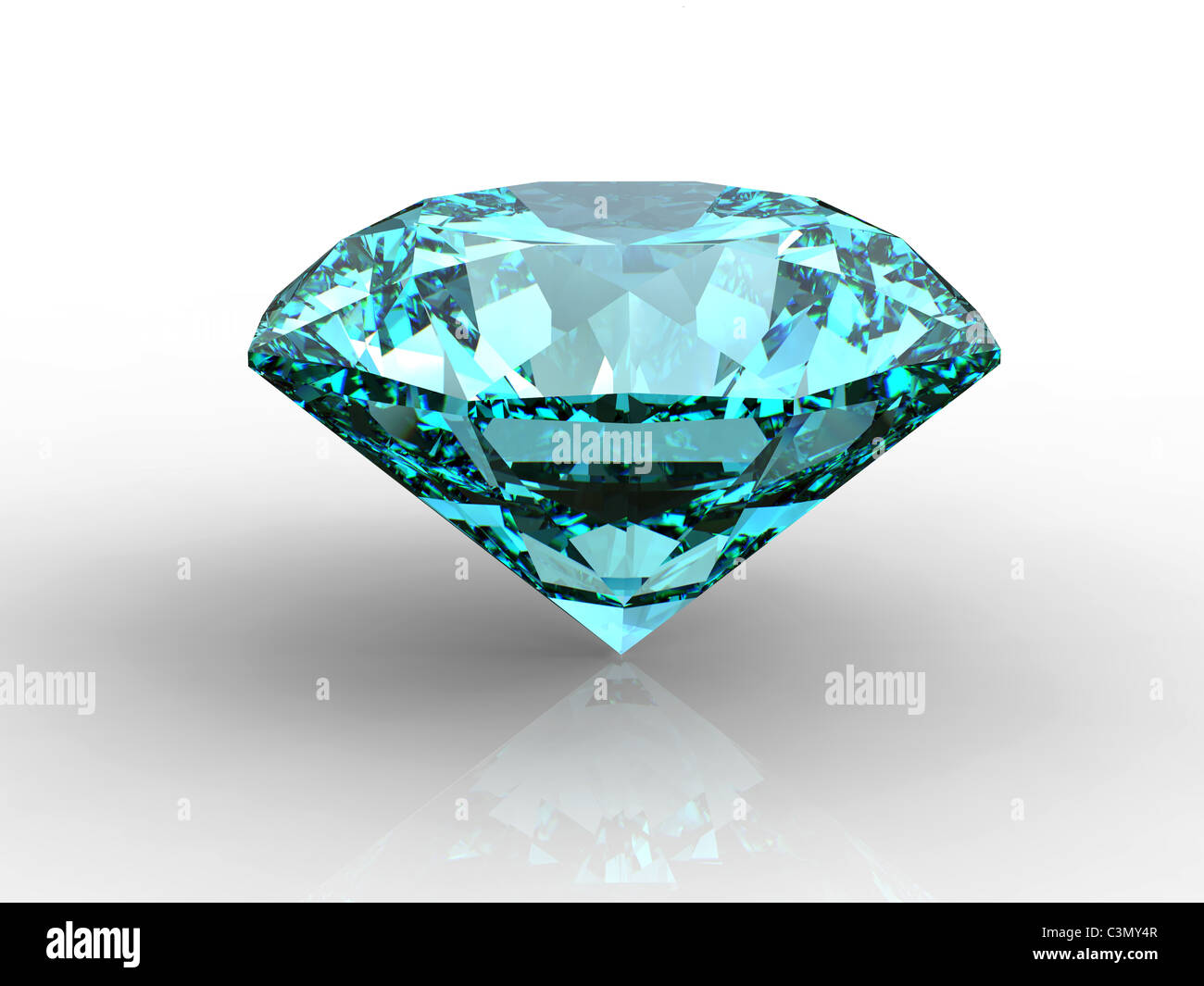 Blue diamond on white background with reflection Stock Photo - Alamy