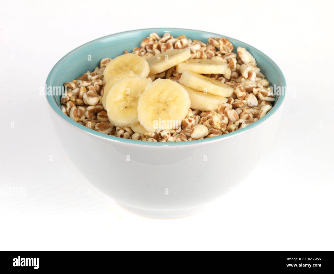 Puffed brown rice breakfast cereal sliced banana healthy breakfast hi