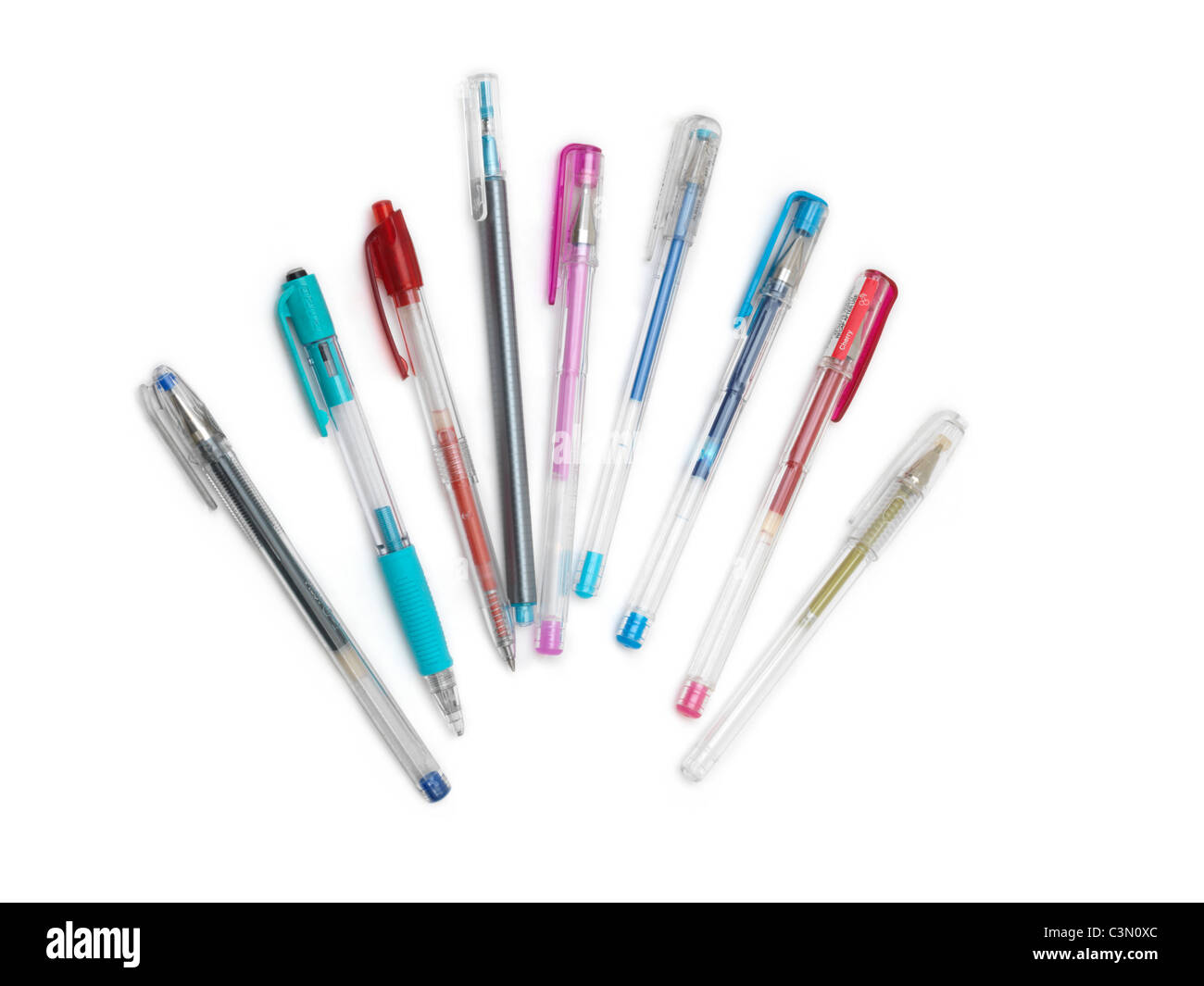 Collection Of Different Coloured Gel Pens Stock Photo