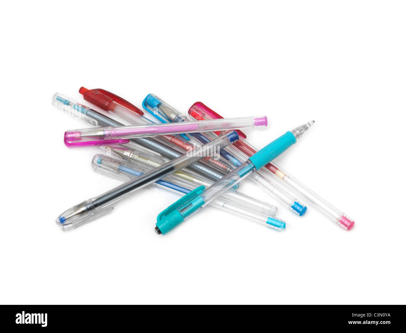 A Pile Of Different Coloured Gel Pens Stock Photo