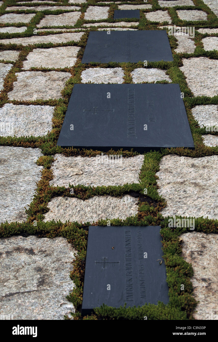 John Fitzgerald Kennedy (1917-1963). Grave in Arlington National Cemetery with other members of the Kennedy family. USA. Stock Photo