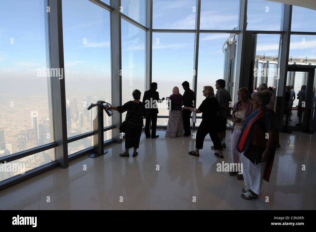At The Top - Observation Deck of Burj Khalifa, Dubai United Arab Emirates Stock Photo