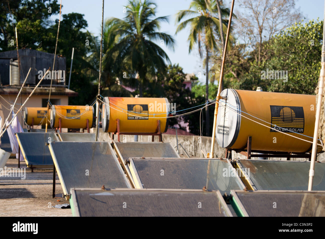 Solar water heater installation hi-res stock photography and images - Alamy