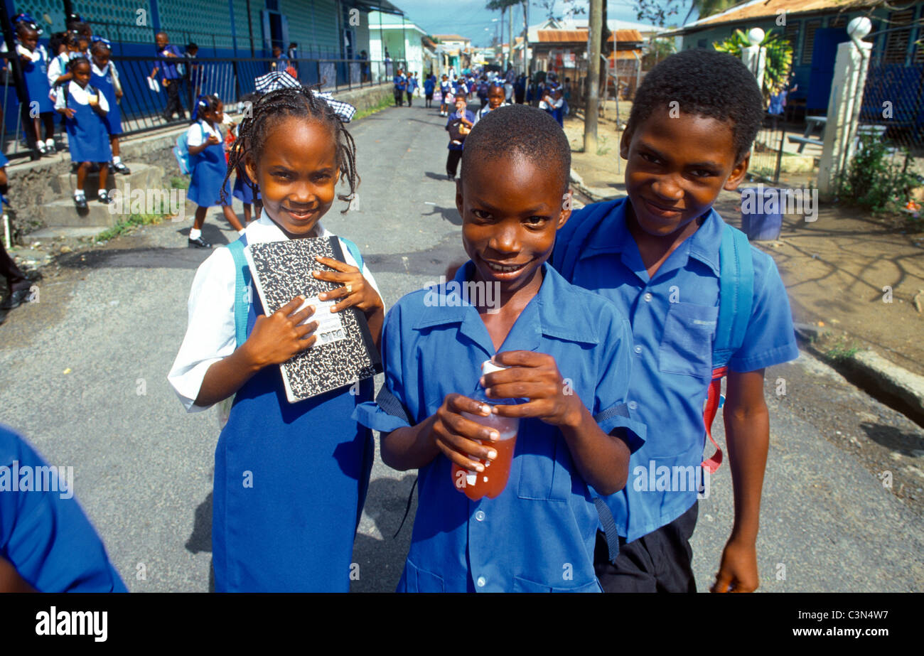 Dennery Village St Lucia Children Outside St Peter's School Boy Holding