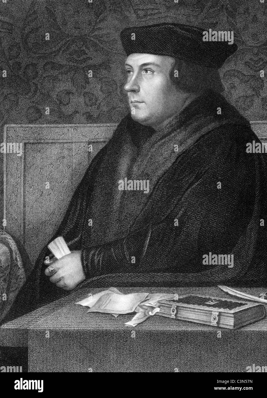 Thomas Cromwell, 1st Earl of Essex (1485-1540) on engraving from 1838. English statesman. Stock Photo