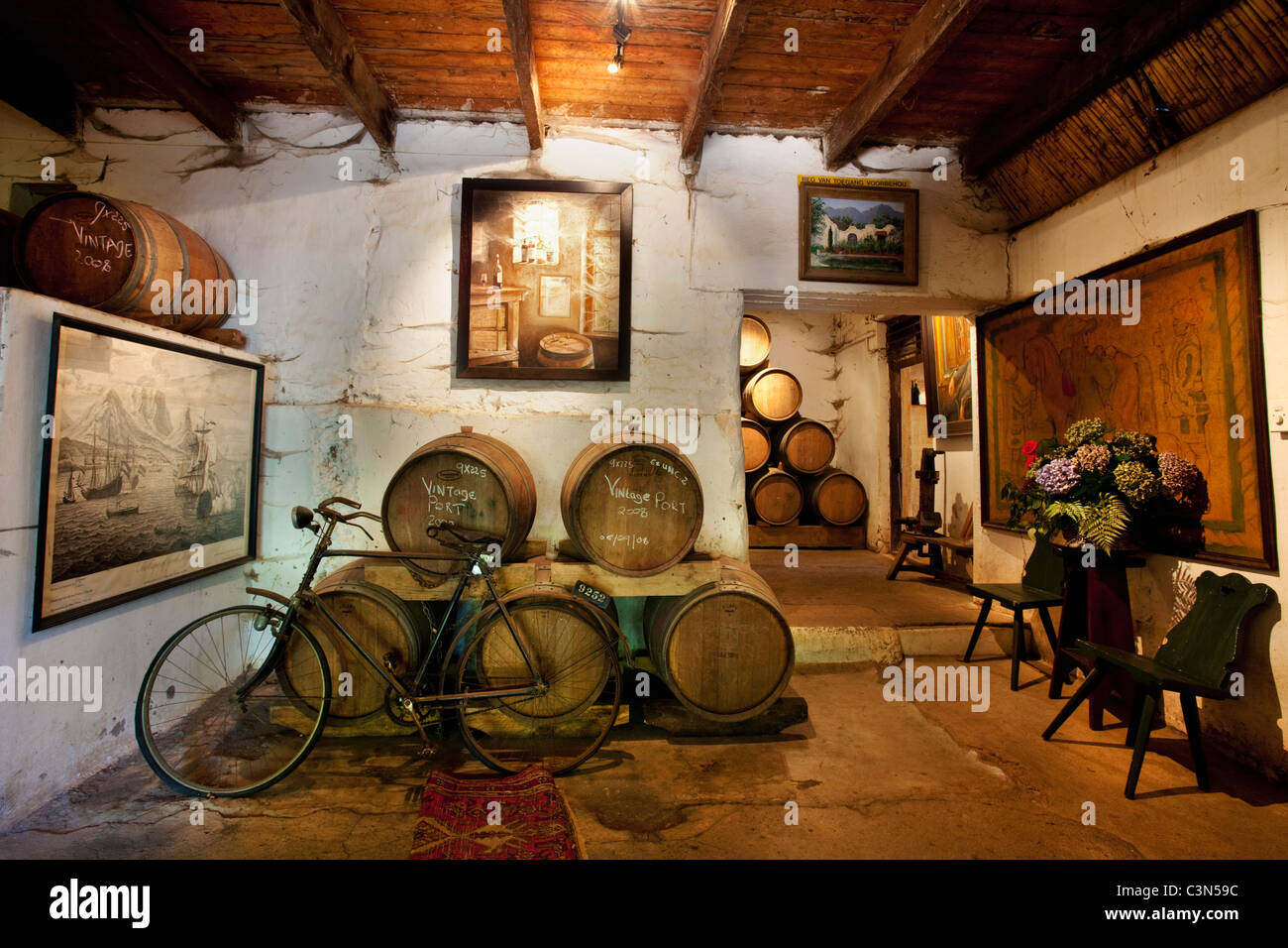 South Africa, Western Cape, Stellenbosch, Muratie Wine Estate. Entrance of tasting room. Stock Photo