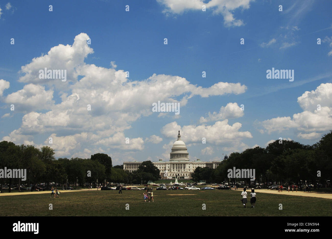 United States. Washington D.C. National Mall. At background, United States Capitol. Stock Photo