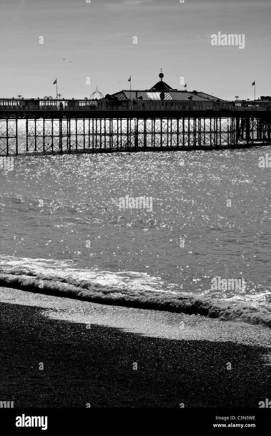 Brighton beach and pier Black and White Stock Photos & Images - Alamy