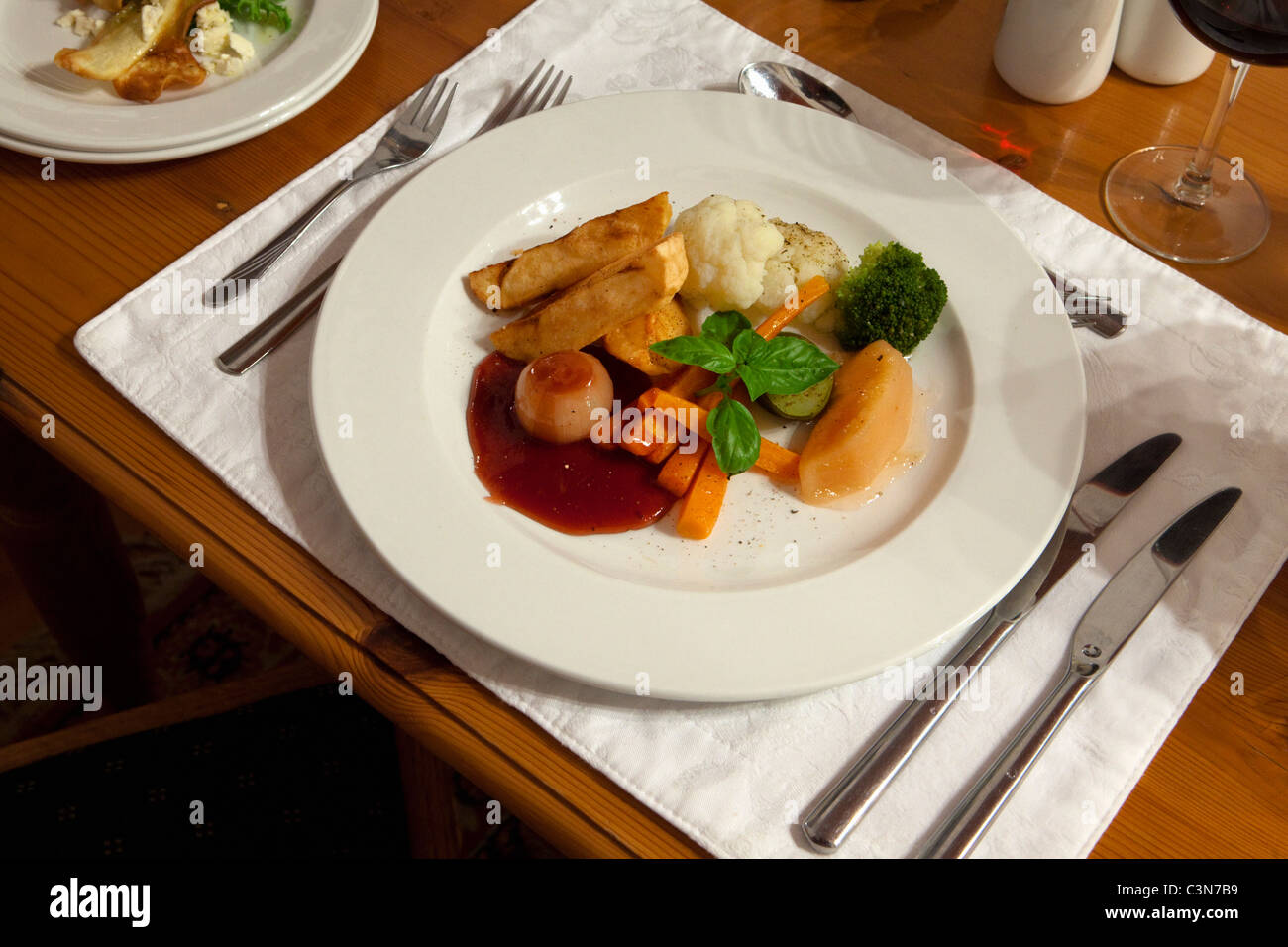 South Africa, Western Cape, Calitzdorp, Red Mountain Nature Reserve. Dinner. Stock Photo