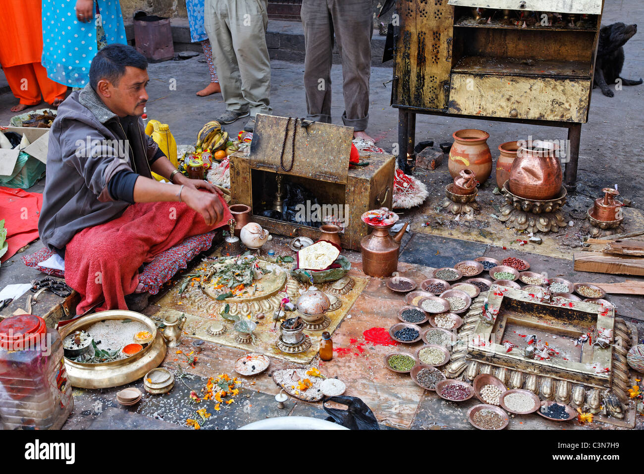Nepal - Kathmandu - Swayambhunath, the Monkey Temple - religious festival Stock Photo
