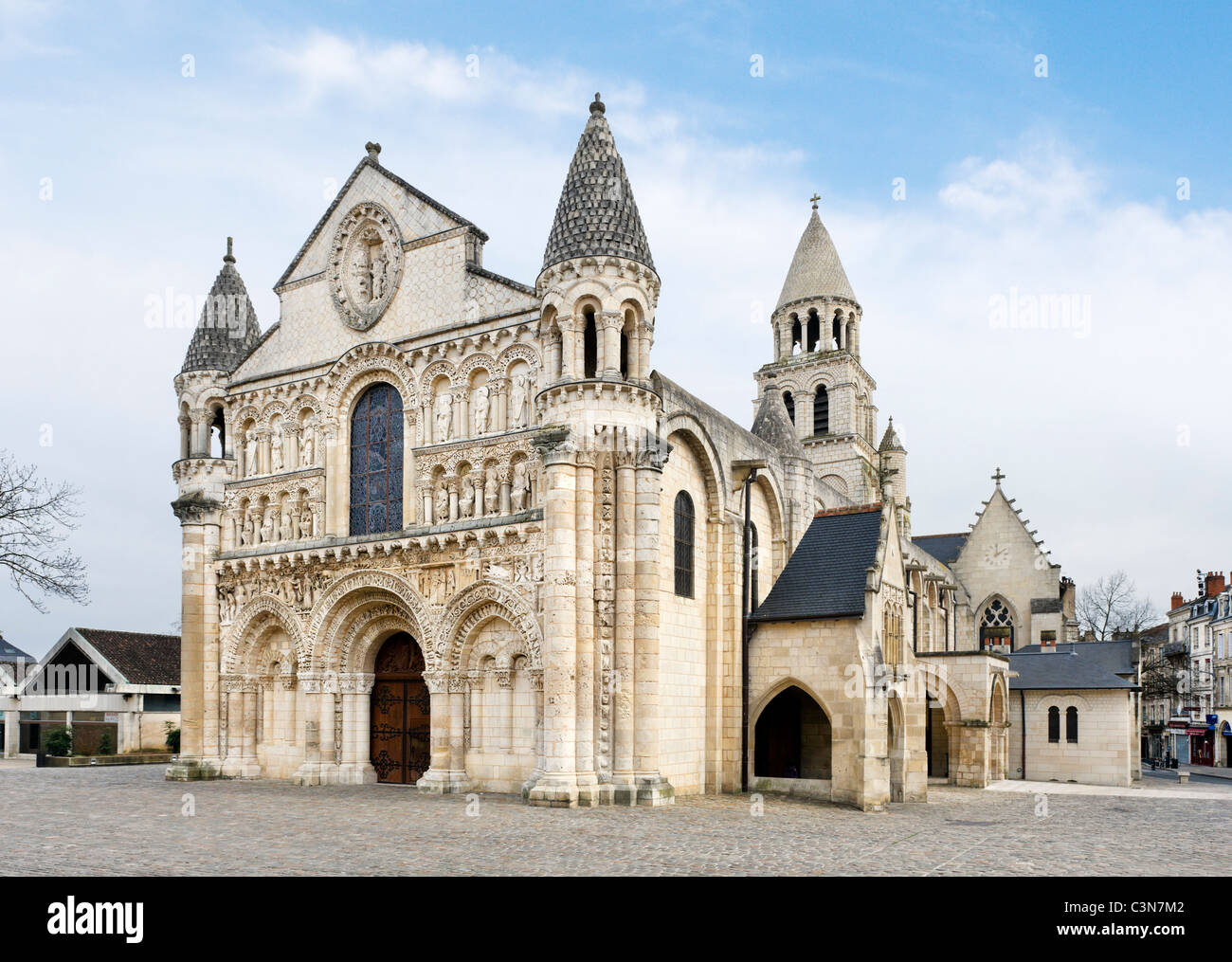The west facade of the church of Notre-Dame-la-Grande, Place Charles de Gaulle, Poitiers, Poitou Charentes, France Stock Photo