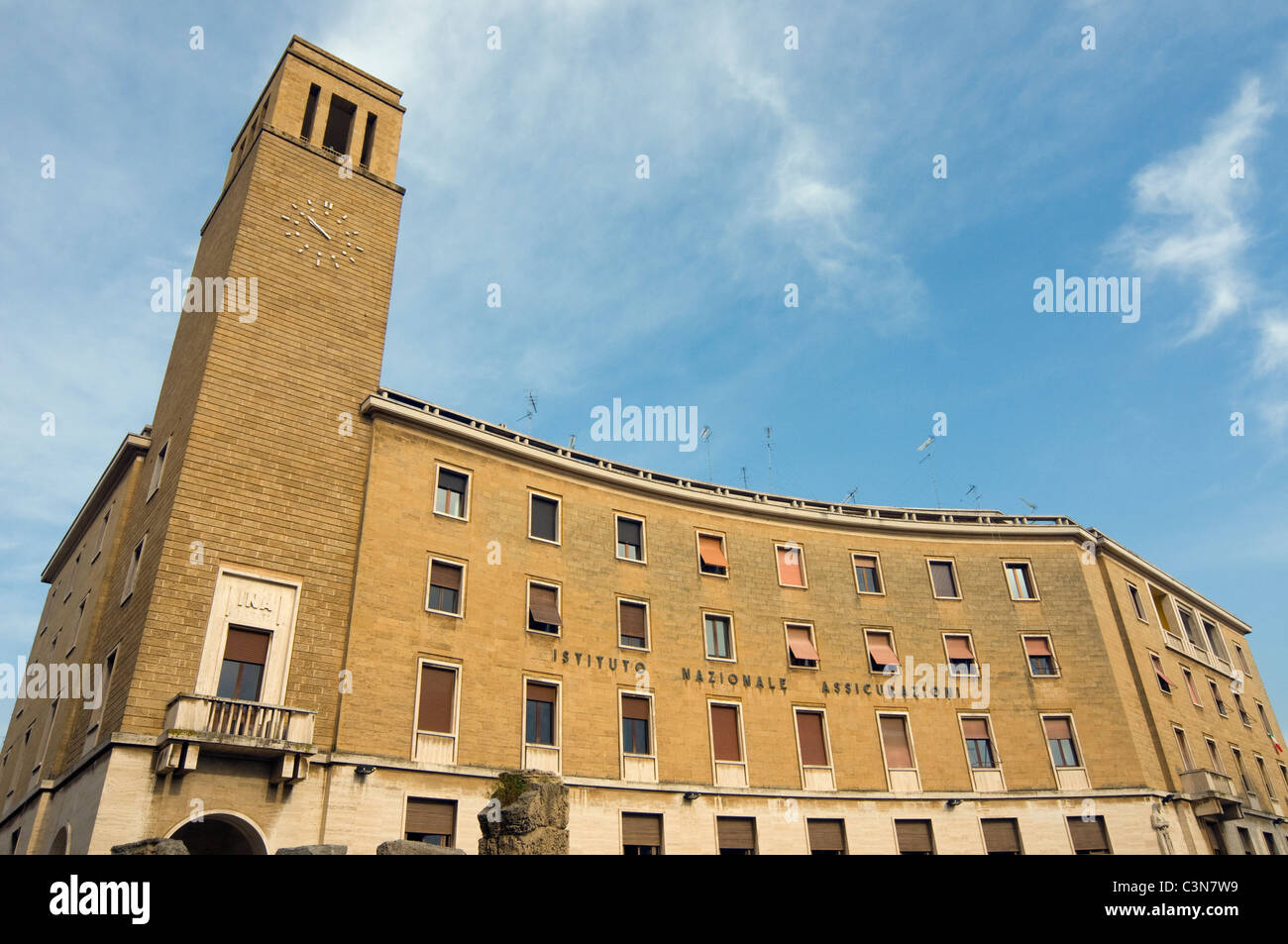 INA (Istituto Nazionale Assicurazioni) Building, Italian Rationalist-Fascist Architecture, Sant'Oronzo Sq., Lecce, Puglia, Italy Stock Photo
