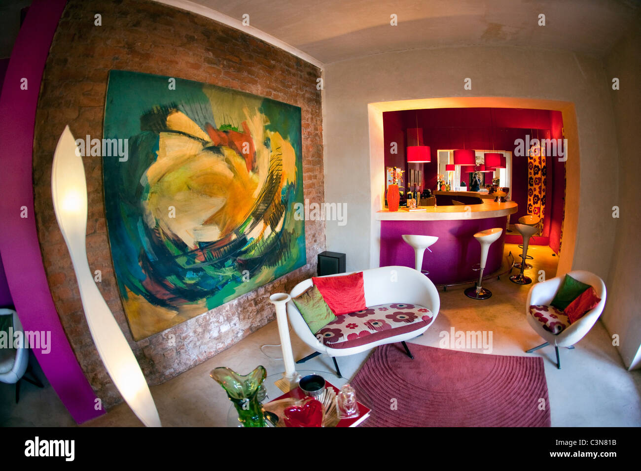South Africa, Western Cape, Barrydale, The Barrydale Karoo Hotel. Bar and lobby. Stock Photo