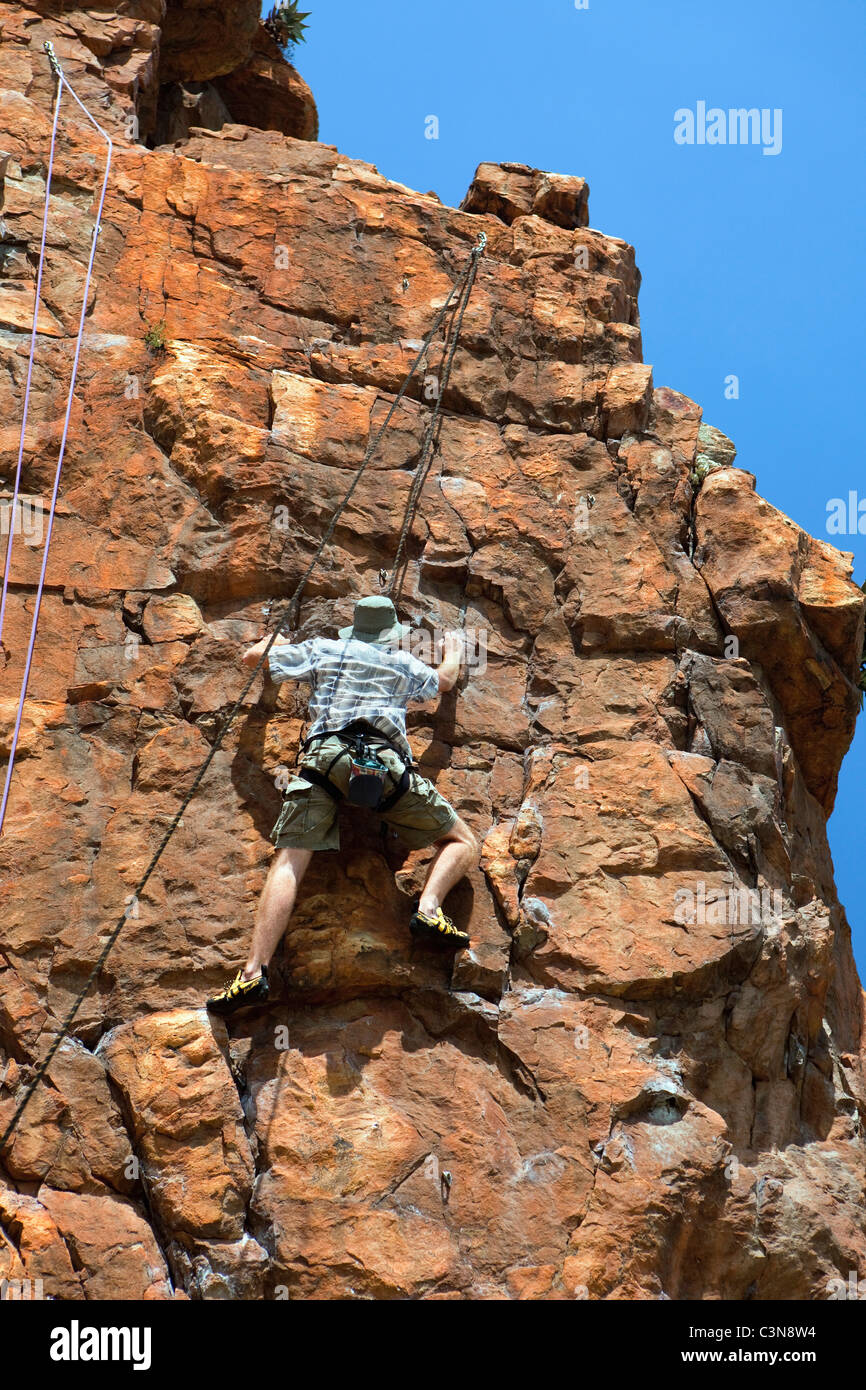 South Africa, Western Cape, Montagu, rock climbing Stock Photo Alamy