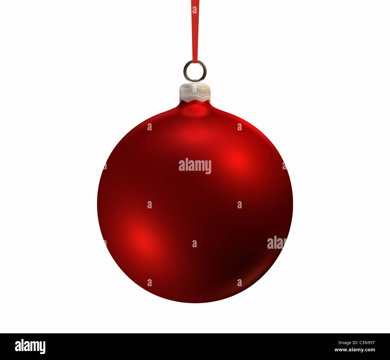 Red christmas bulb on white background, isolated 3d render Stock Photo