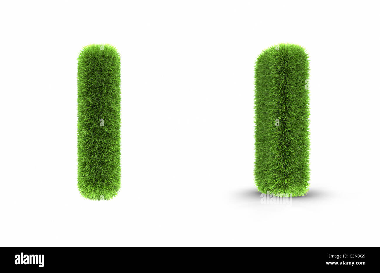 Grass letter i, isolated on white background Stock Photo