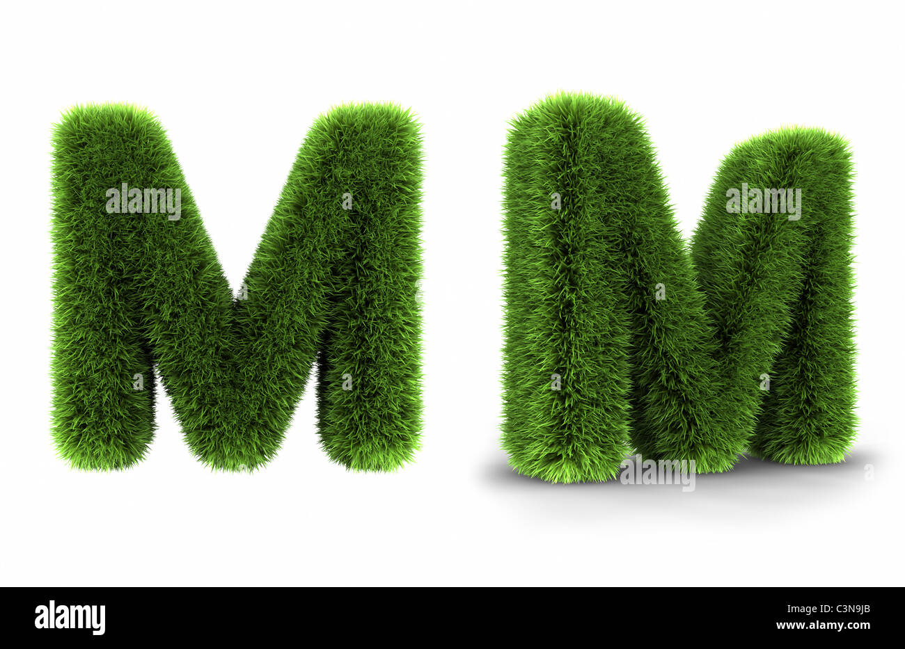 Grass letter m, isolated on white background Stock Photo