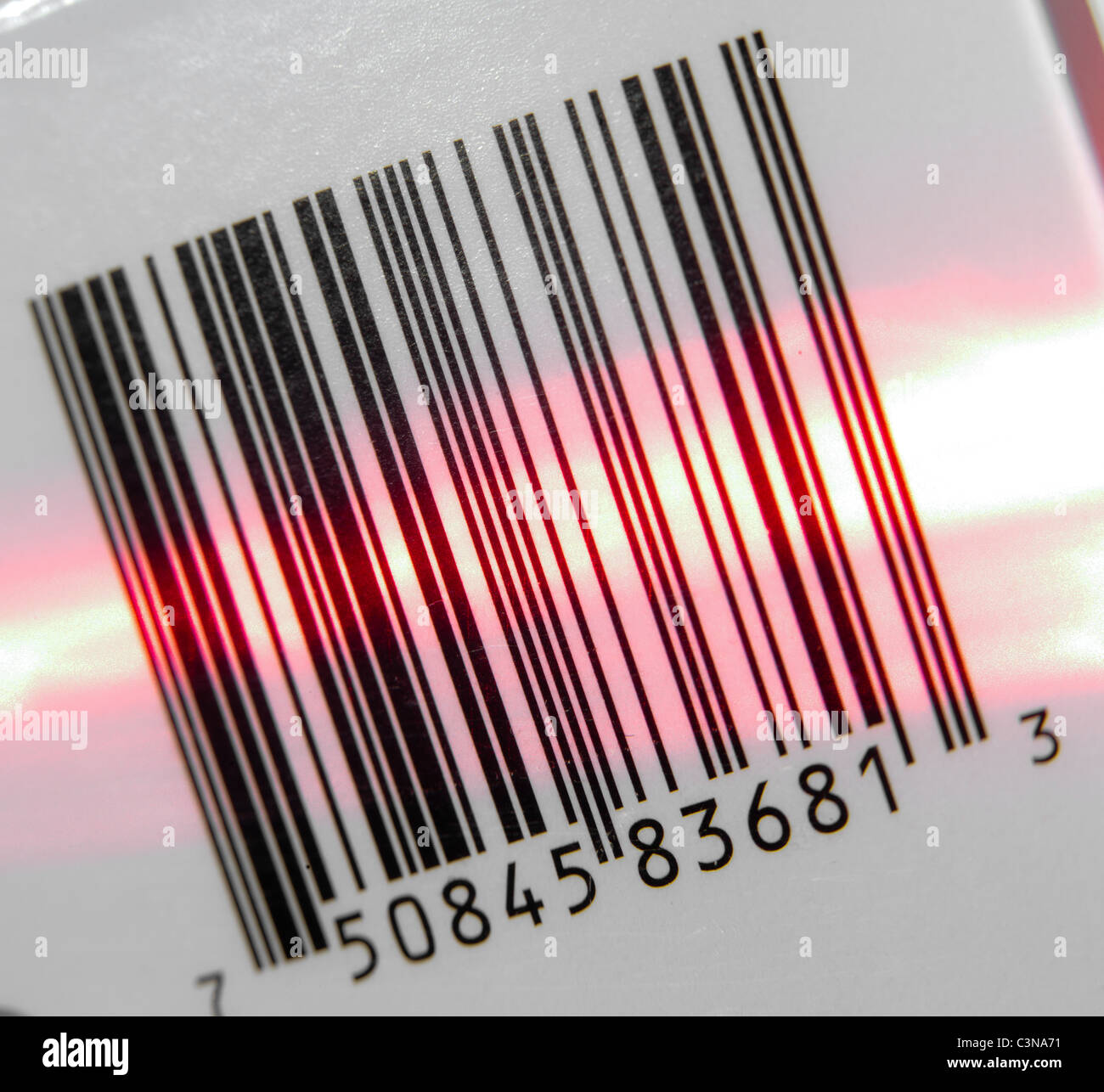 Red laser scanning UPC barcode Stock Photo Alamy