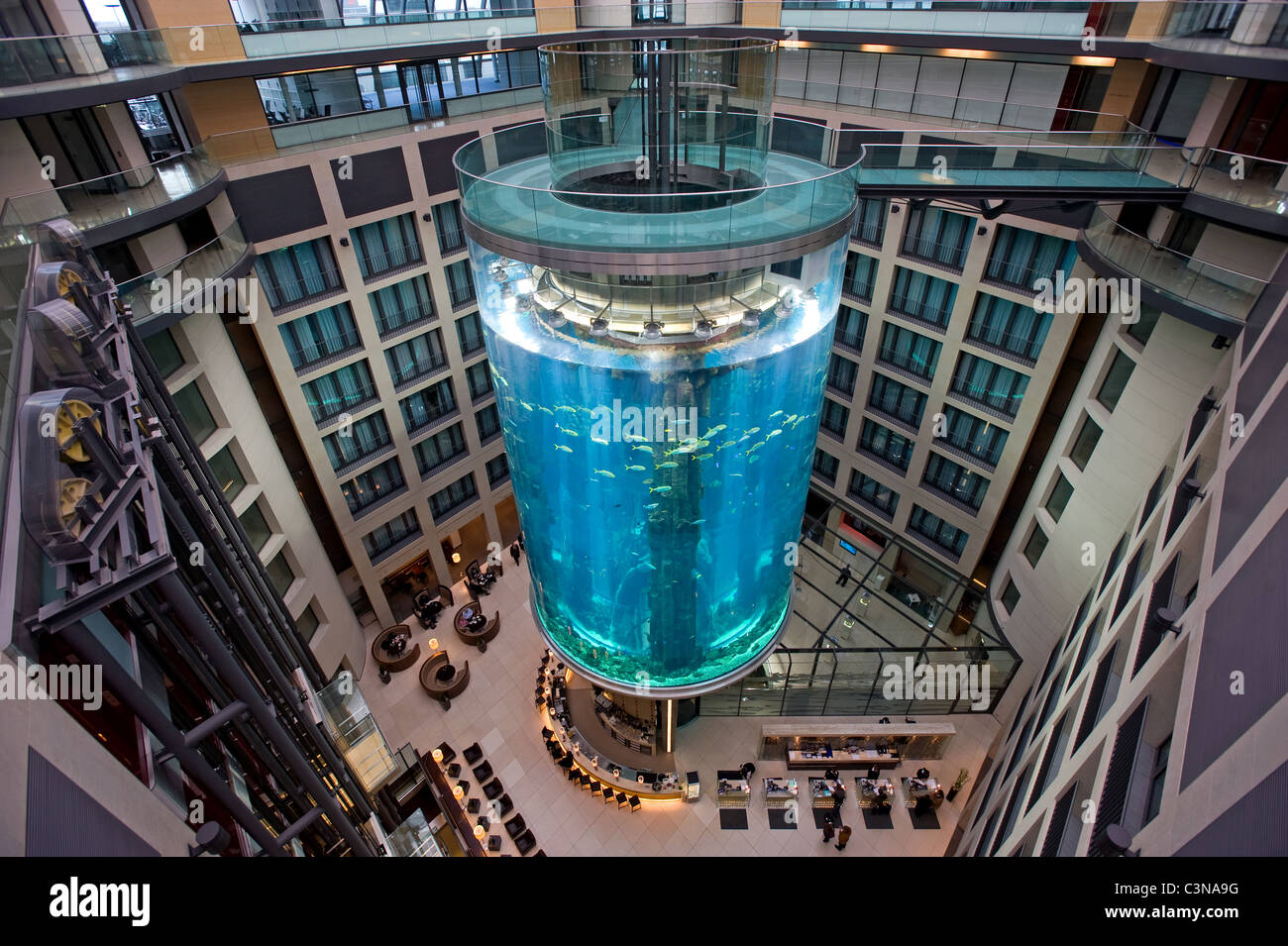 The AquaDom in the Sealife Center at the Radisson SAS Hotel, Berlin, Germany Stock Photo