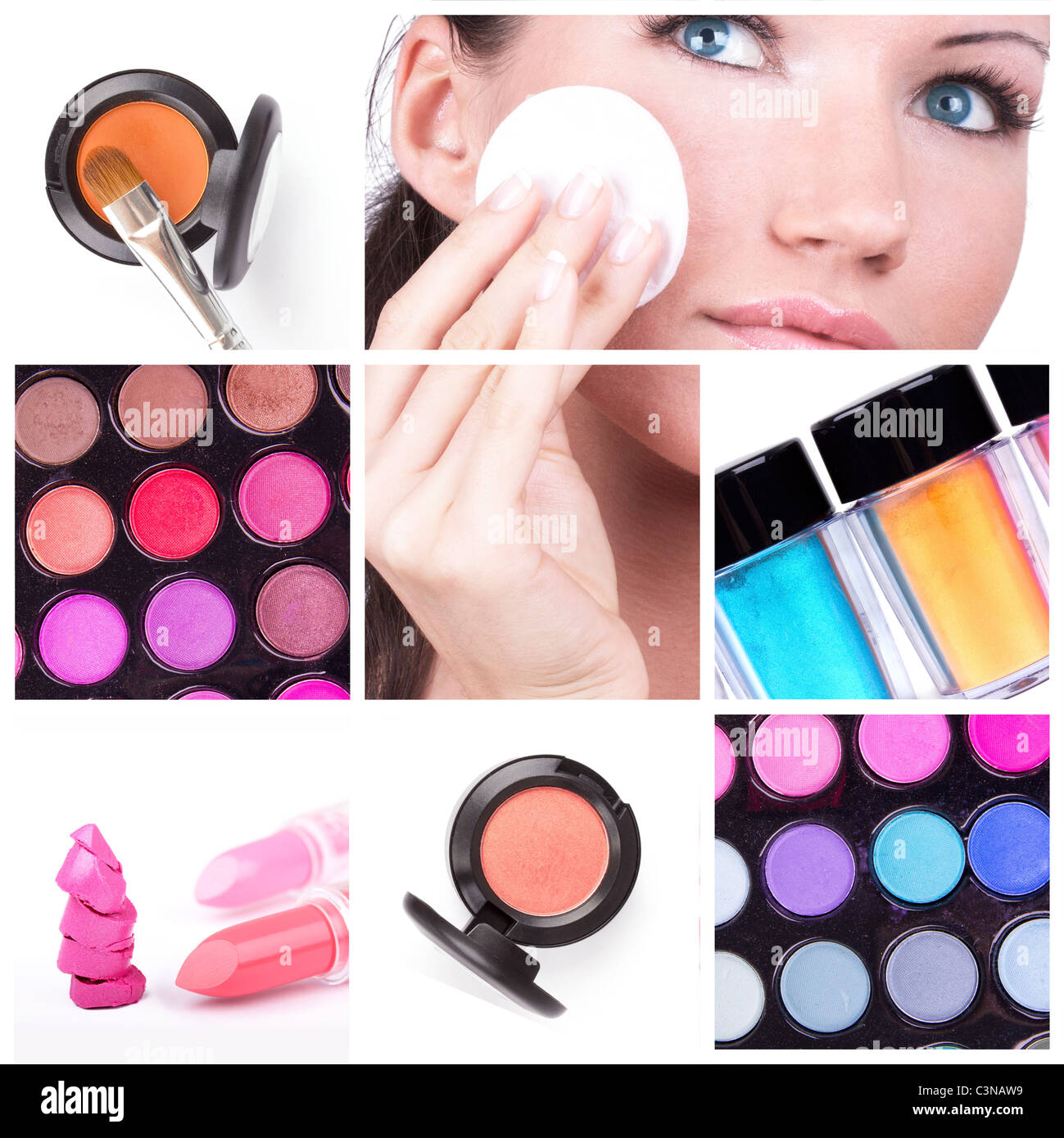 Makeup Collafe Make-up collage. Make-up tools Stock Photo - Alamy
