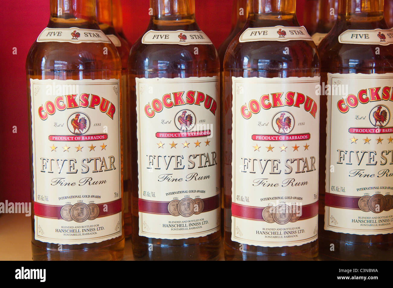 Bottles of rum at Cockspur Beach Club Brighton Beach Barbados