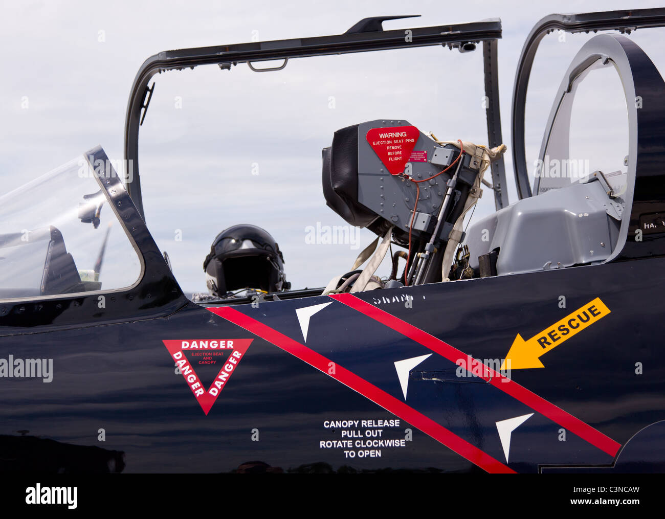 Cockpit on airforce Albatros L-39 fighter training aircraft Stock Photo
