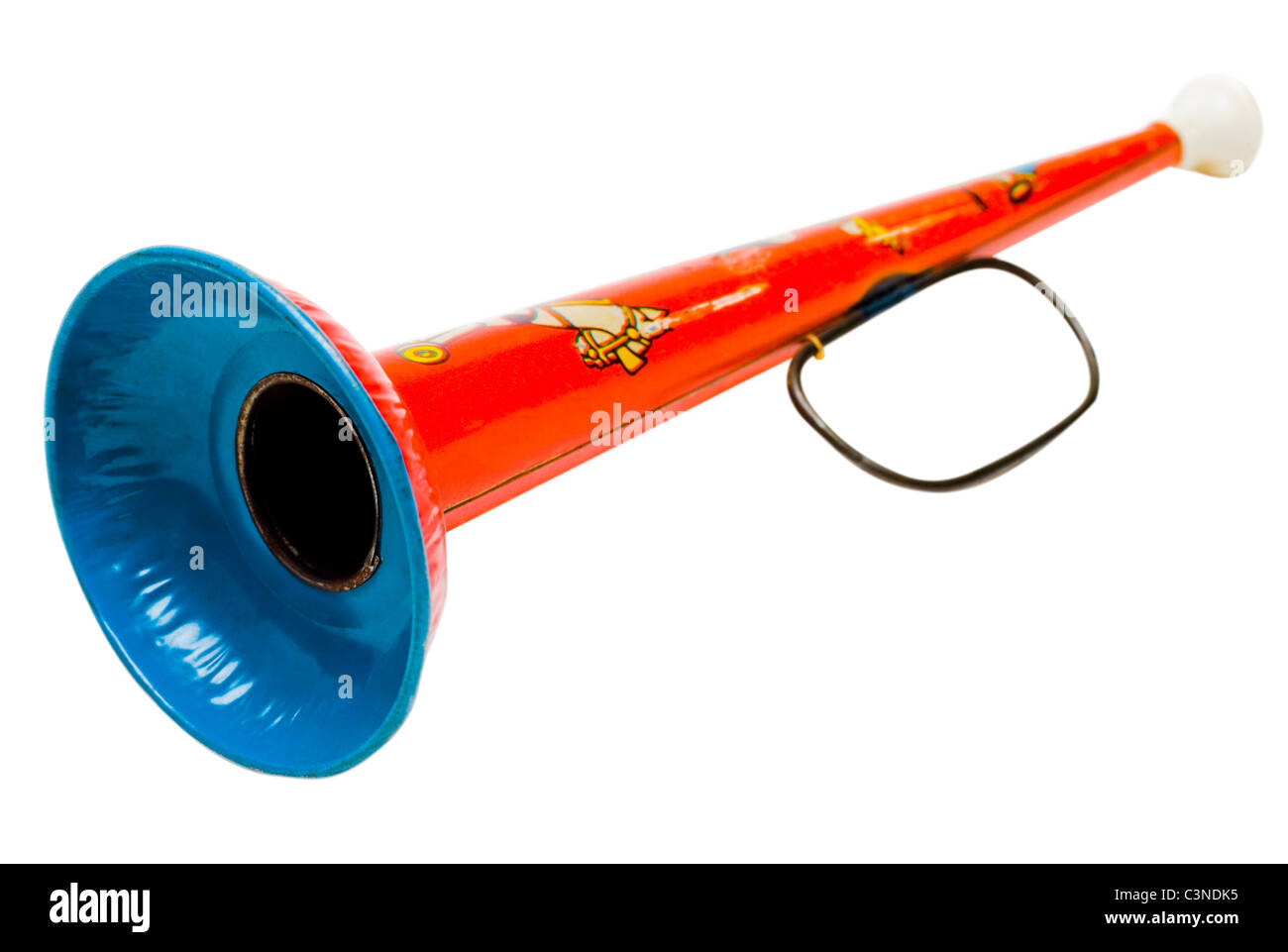 Red color vuvuzela isolated over white Stock Photo