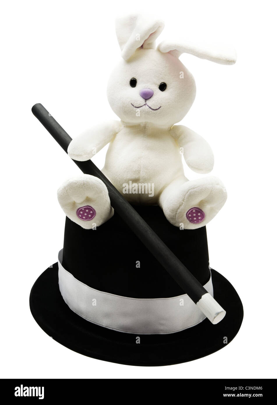 Magic wand with rabbit and top hat isolated over white Stock Photo Alamy