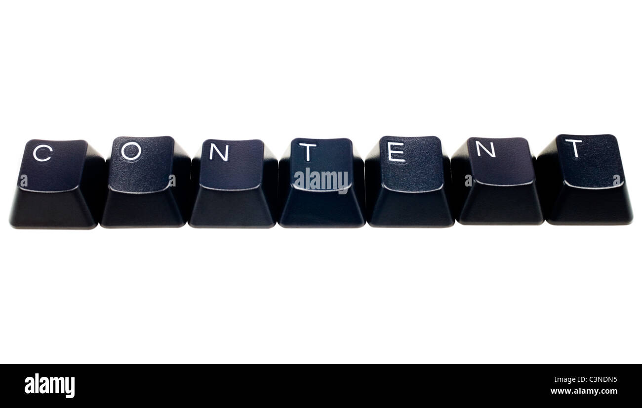Computer keys making a word content isolated over white Stock Photo - Alamy