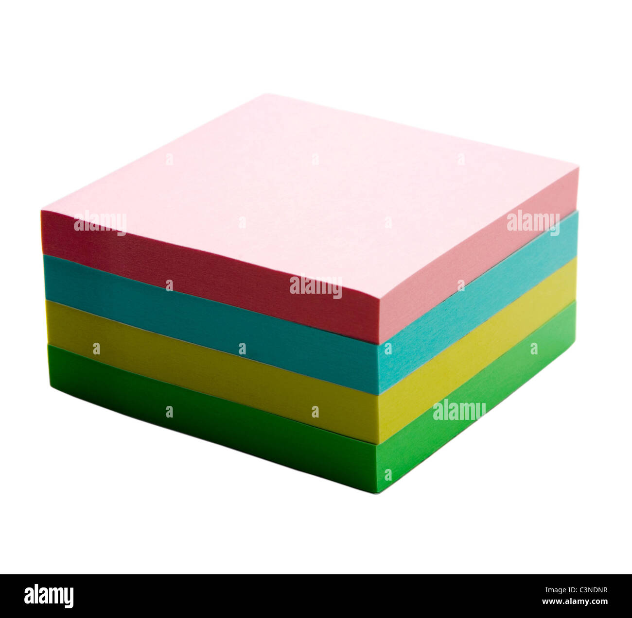 Stack of adhesive notes isolated over white Stock Photo Alamy