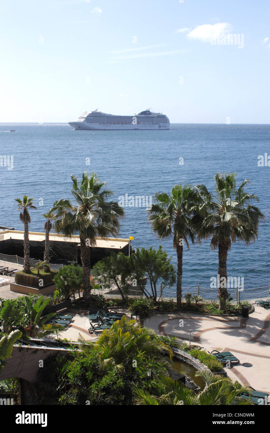 MSC Ocean liner sailing into Funchal harbour Stock Photo