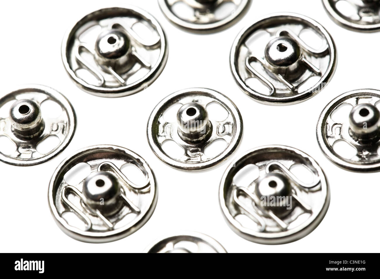 Close-up of snap buttons isolated over white Stock Photo